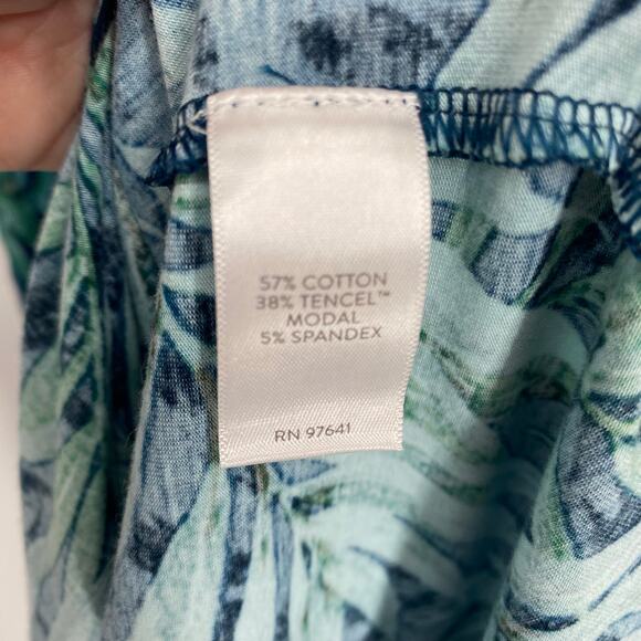 J. Jill Maxi Dress Women’s Large Coastal Tropical Leaves Vacation Resortwear - Picture 9 of 10